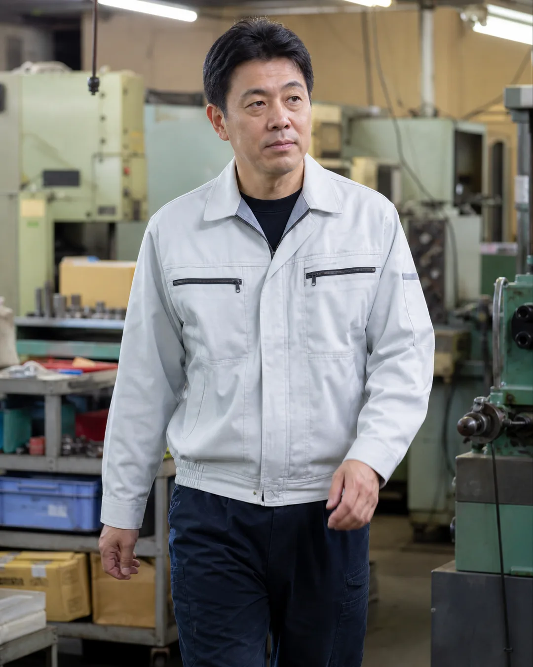 工場を歩く二代目社長